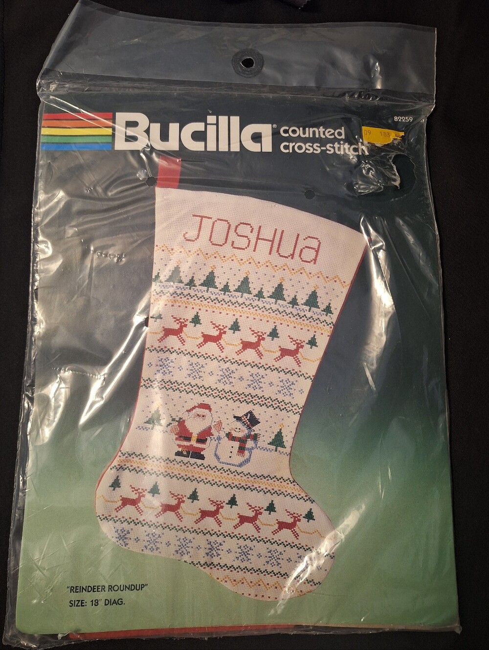 Vintage Bucilla Christmas Stocking Reindeer Counted Cross Stitch